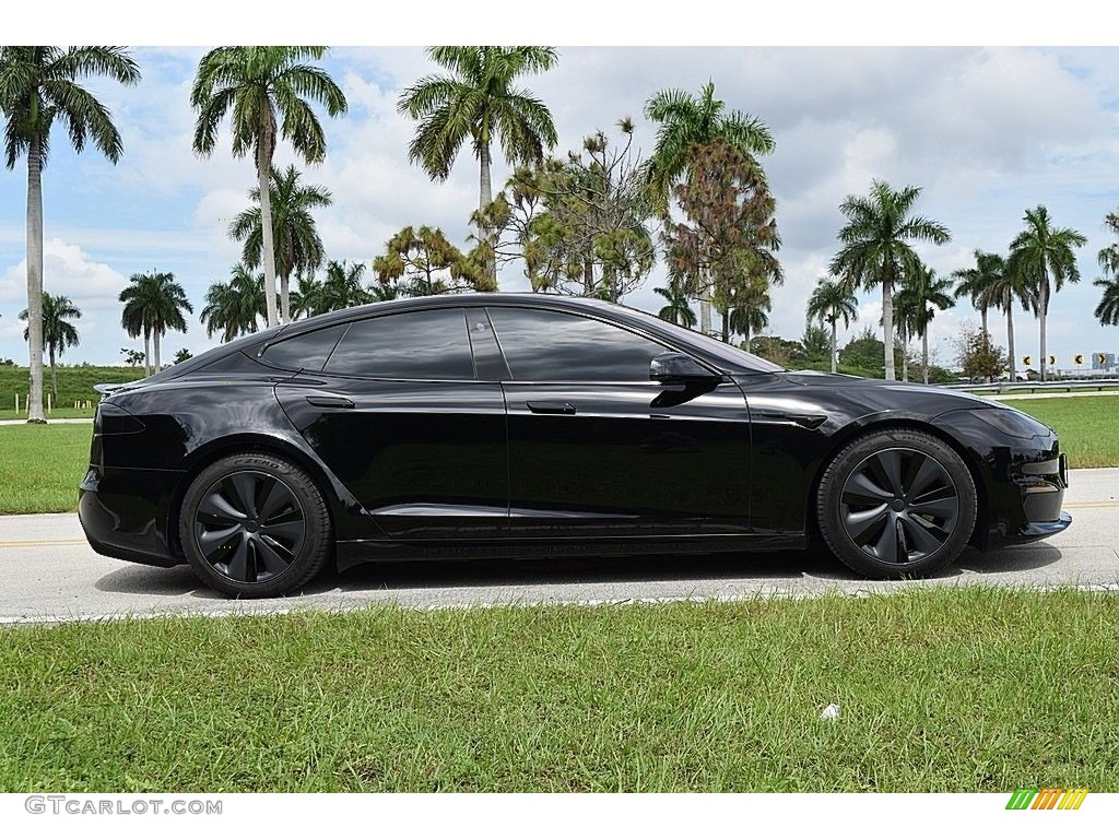 Solid Black 2021 Tesla Model S Plaid AWD Exterior Photo #145022828