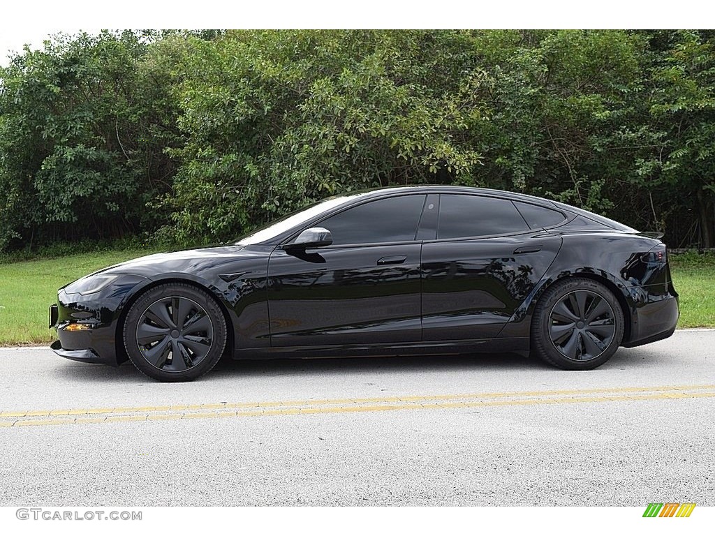 Solid Black 2021 Tesla Model S Plaid AWD Exterior Photo #145022945