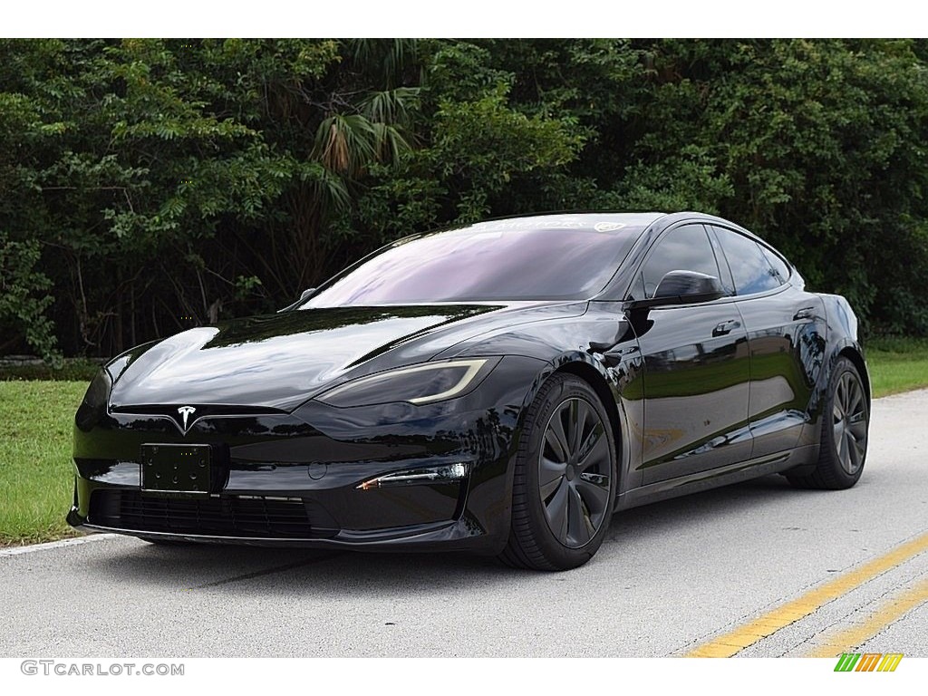 Solid Black 2021 Tesla Model S Plaid AWD Exterior Photo #145022966
