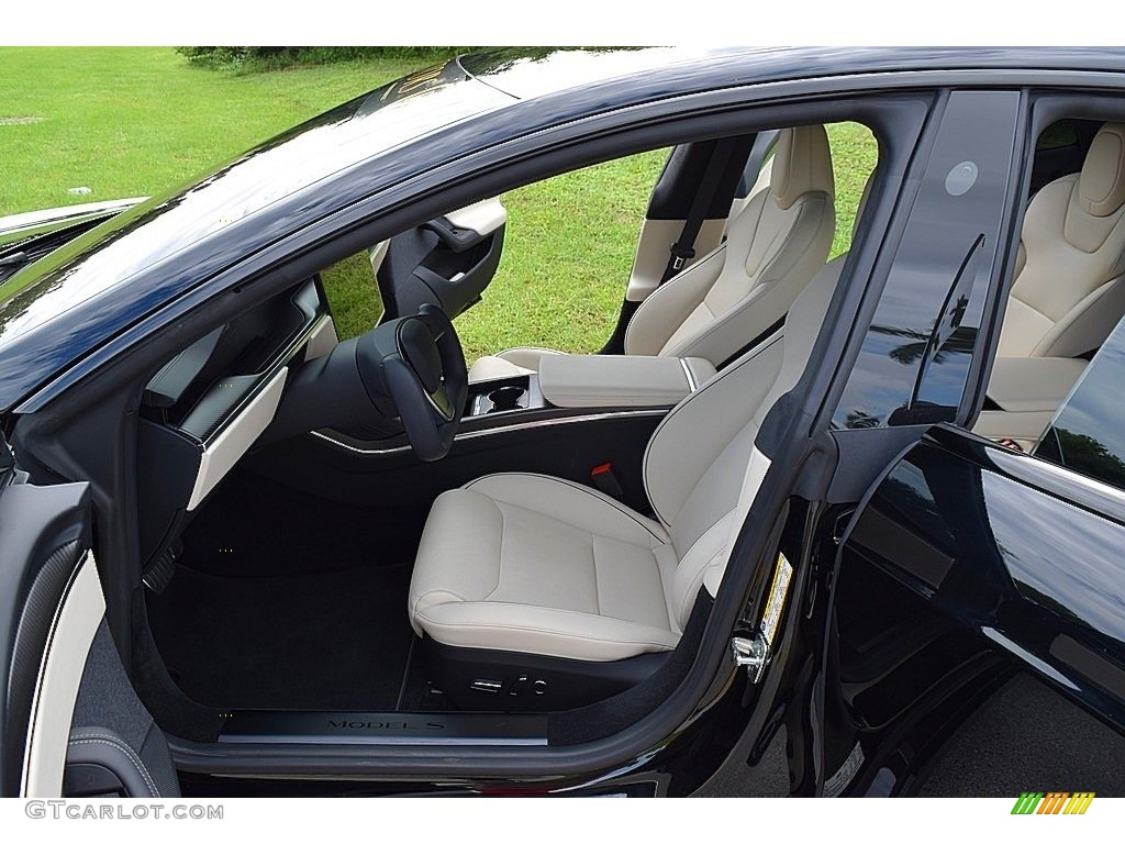 Black/White Interior 2021 Tesla Model S Plaid AWD Photo #145023092