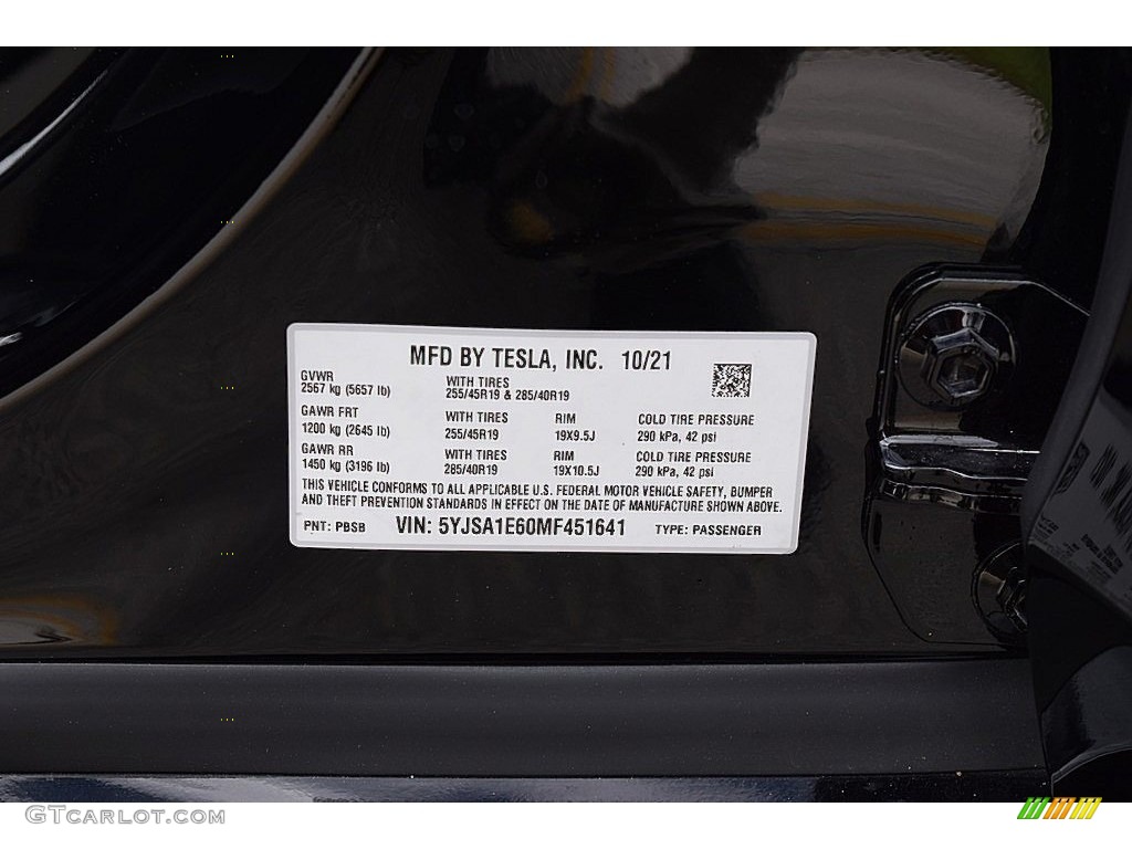 2021 Tesla Model S Plaid AWD Info Tag Photo #145023161