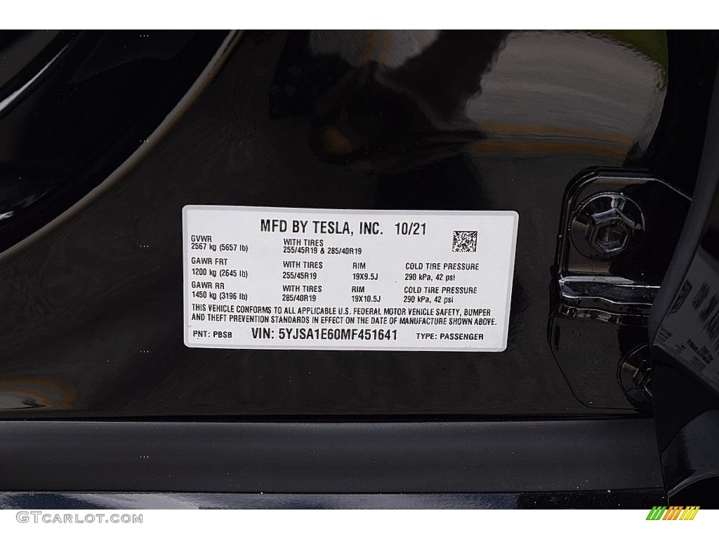 2021 Tesla Model S Plaid AWD Info Tag Photos