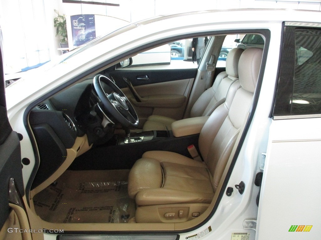 2009 Maxima 3.5 SV Premium - Winter Frost White / Caffe Latte photo #28