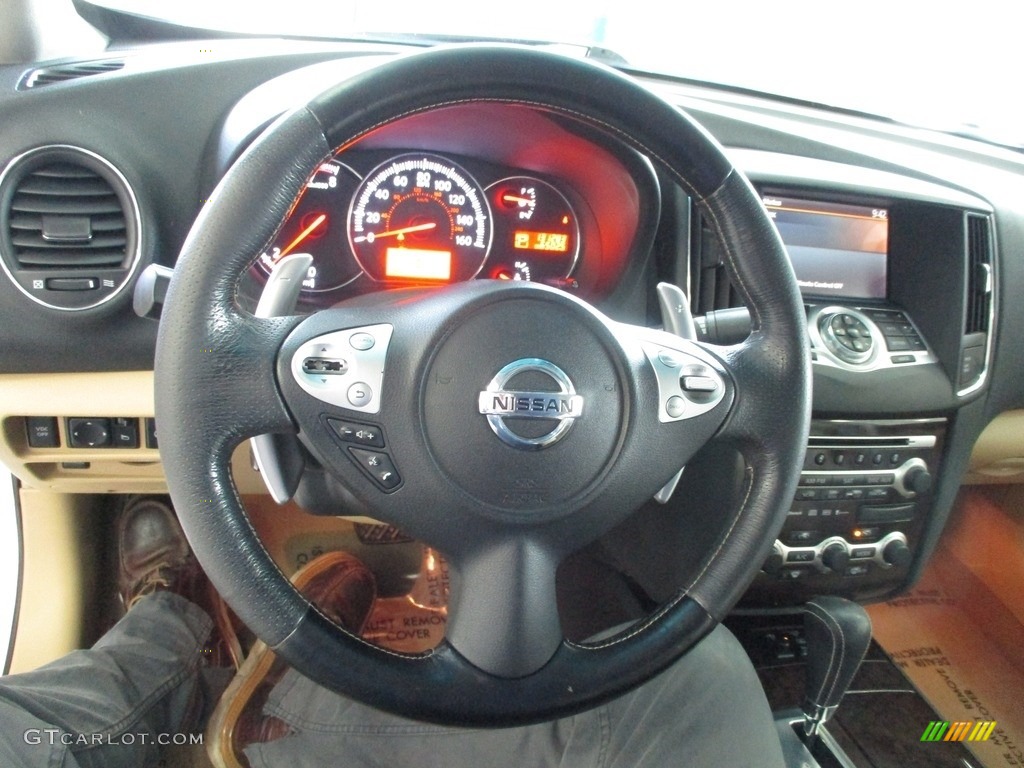 2009 Maxima 3.5 SV Premium - Winter Frost White / Caffe Latte photo #34