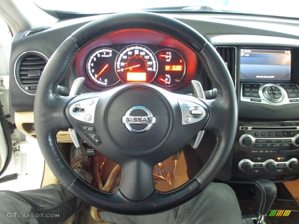 2009 Maxima 3.5 SV Premium - Winter Frost White / Caffe Latte photo #35