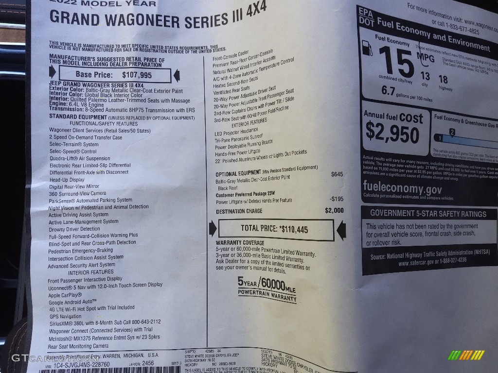 2022 Grand Wagoneer Series III 4x4 - Baltic Gray Metallic / Global Black photo #48