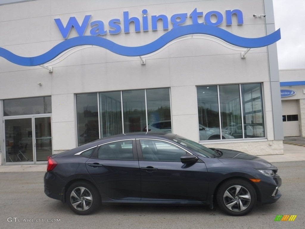 2019 Civic LX Sedan - Cosmic Blue Metallic / Gray photo #2