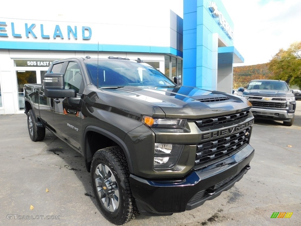 2022 Silverado 2500HD Custom Crew Cab 4x4 - Greenstone Metallic / Jet Black photo #4