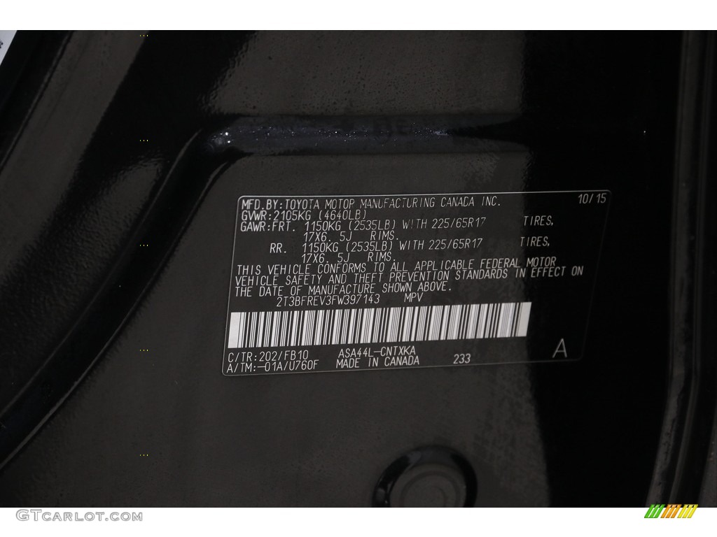 2015 RAV4 LE - Black / Ash photo #20