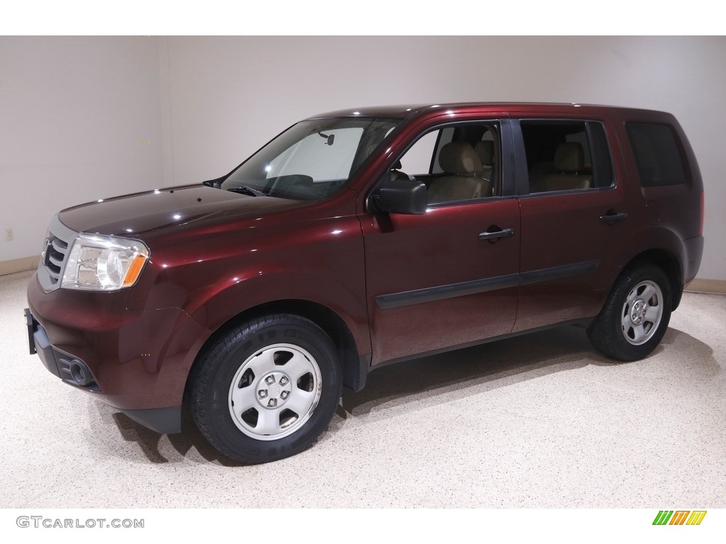 2014 Pilot LX 4WD - Dark Cherry Pearl / Beige photo #3