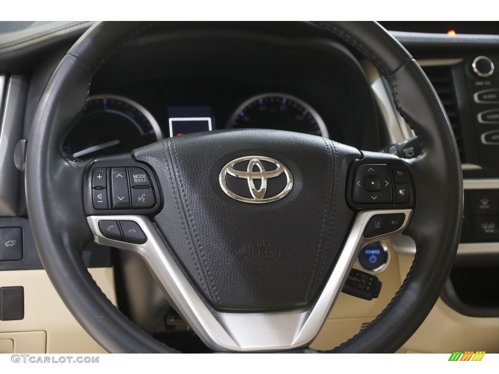 2019 Toyota Highlander Hybrid XLE AWD Almond Steering Wheel Photo #145051822
