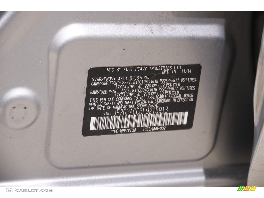 2015 XV Crosstrek 2.0i Premium - Ice Silver Metallic / Black photo #24