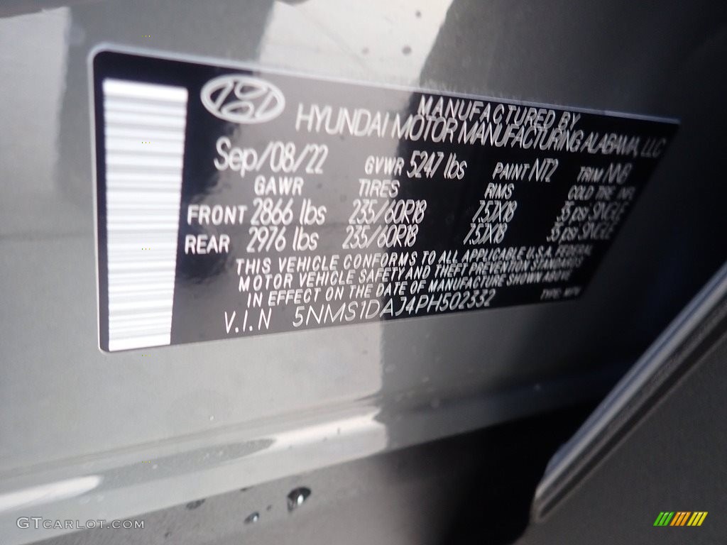 2023 Santa Fe Color Code NT2 for Hampton Gray Photo #145053385