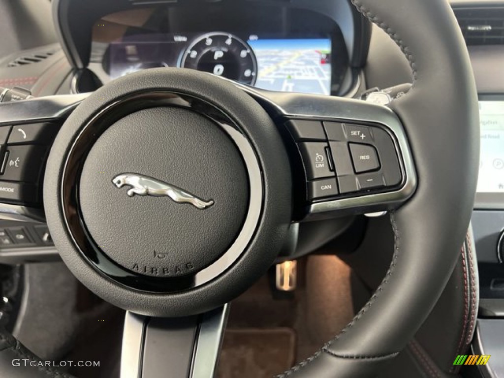 2023 Jaguar F-TYPE P450 Coupe Ebony Steering Wheel Photo #145053682