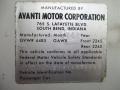 Info Tag of 1984 Avanti Touring Coupe