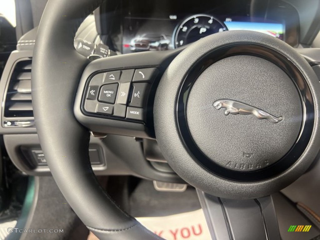 2023 Jaguar F-TYPE P450 AWD R-Dynamic Coupe Tan/Light Oyster Stitching Steering Wheel Photo #145073039