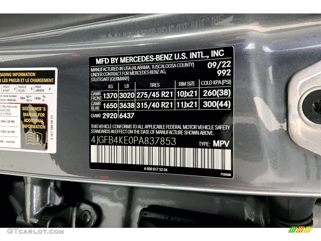 2023 GLE Color Code 992 for Selenite Gray Metallic Photo #145073681