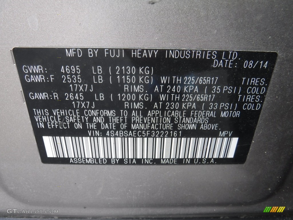 2015 Outback 2.5i Premium - Tungsten Metallic / Warm Ivory photo #39
