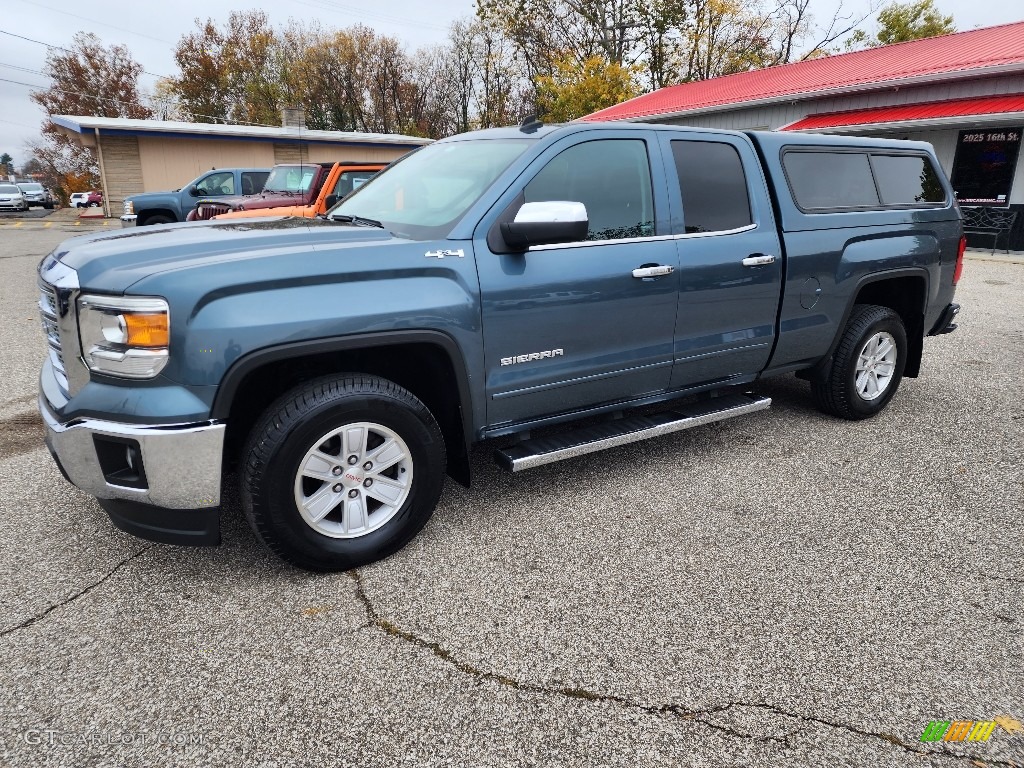 2014 Sierra 1500 SLE Double Cab 4x4 - Cobalt Blue Metallic / Jet Black/Dark Ash photo #1