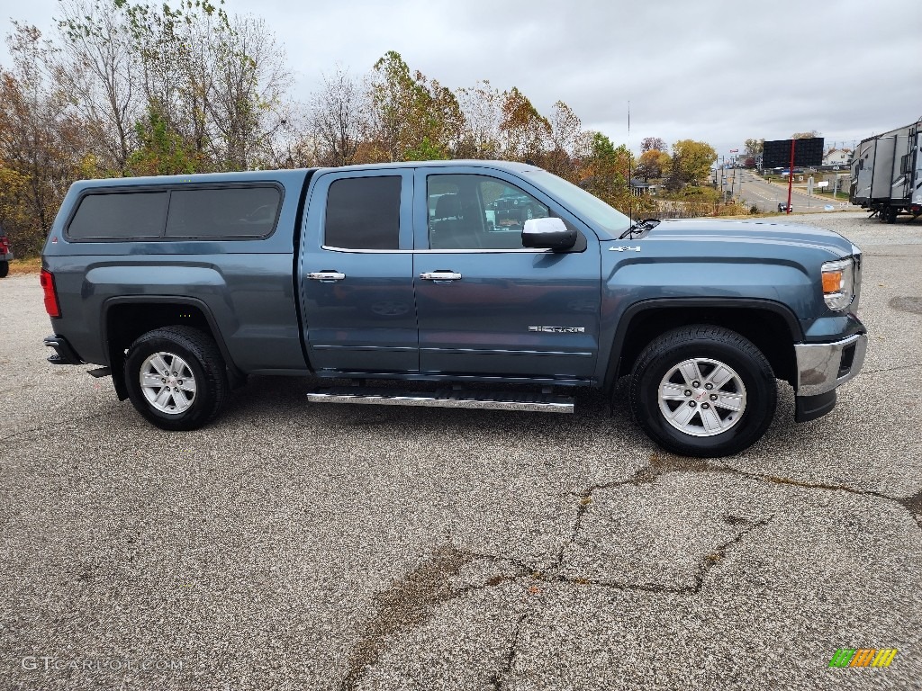 2014 Sierra 1500 SLE Double Cab 4x4 - Cobalt Blue Metallic / Jet Black/Dark Ash photo #4