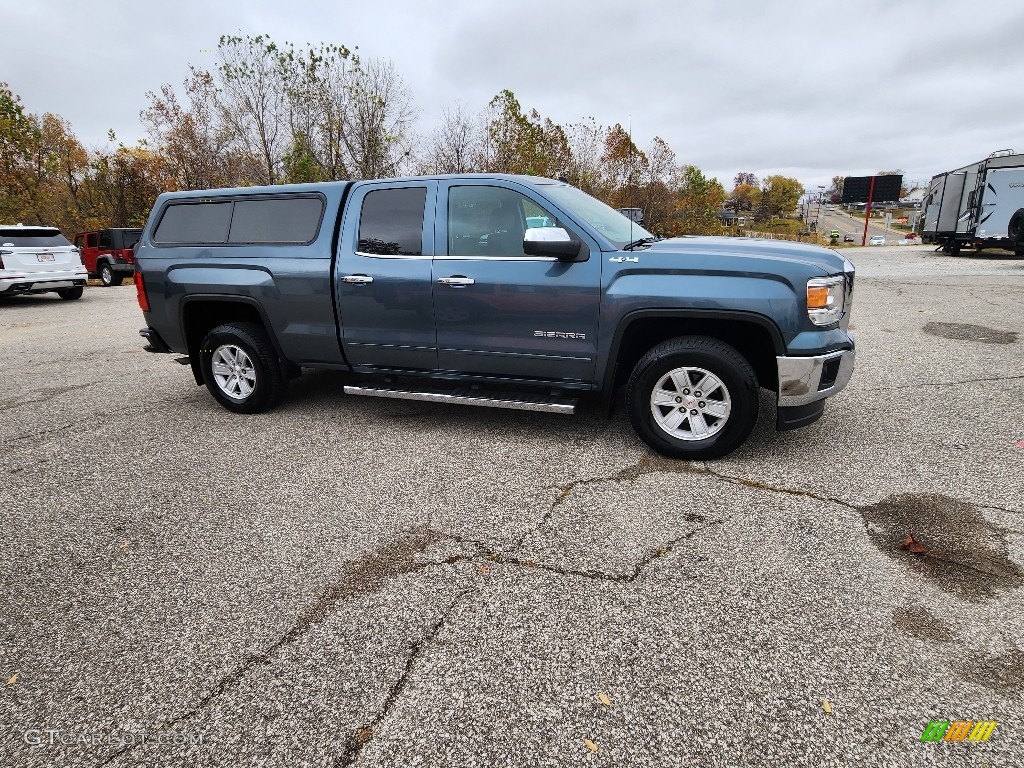 2014 Sierra 1500 SLE Double Cab 4x4 - Cobalt Blue Metallic / Jet Black/Dark Ash photo #23