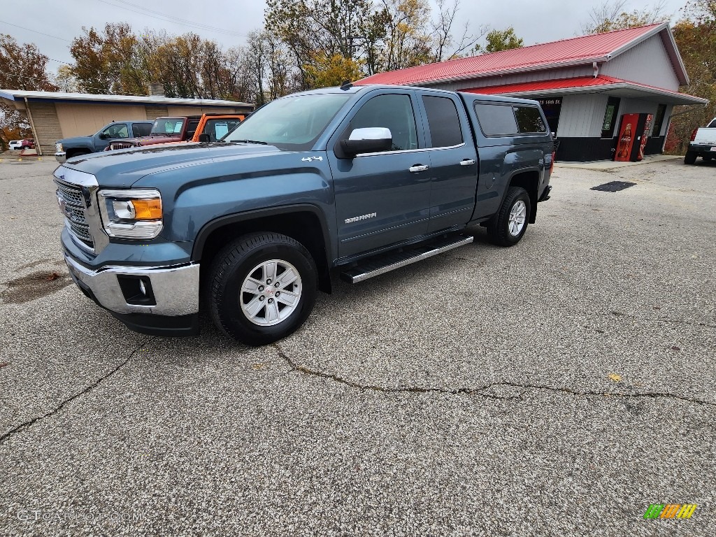 2014 Sierra 1500 SLE Double Cab 4x4 - Cobalt Blue Metallic / Jet Black/Dark Ash photo #24