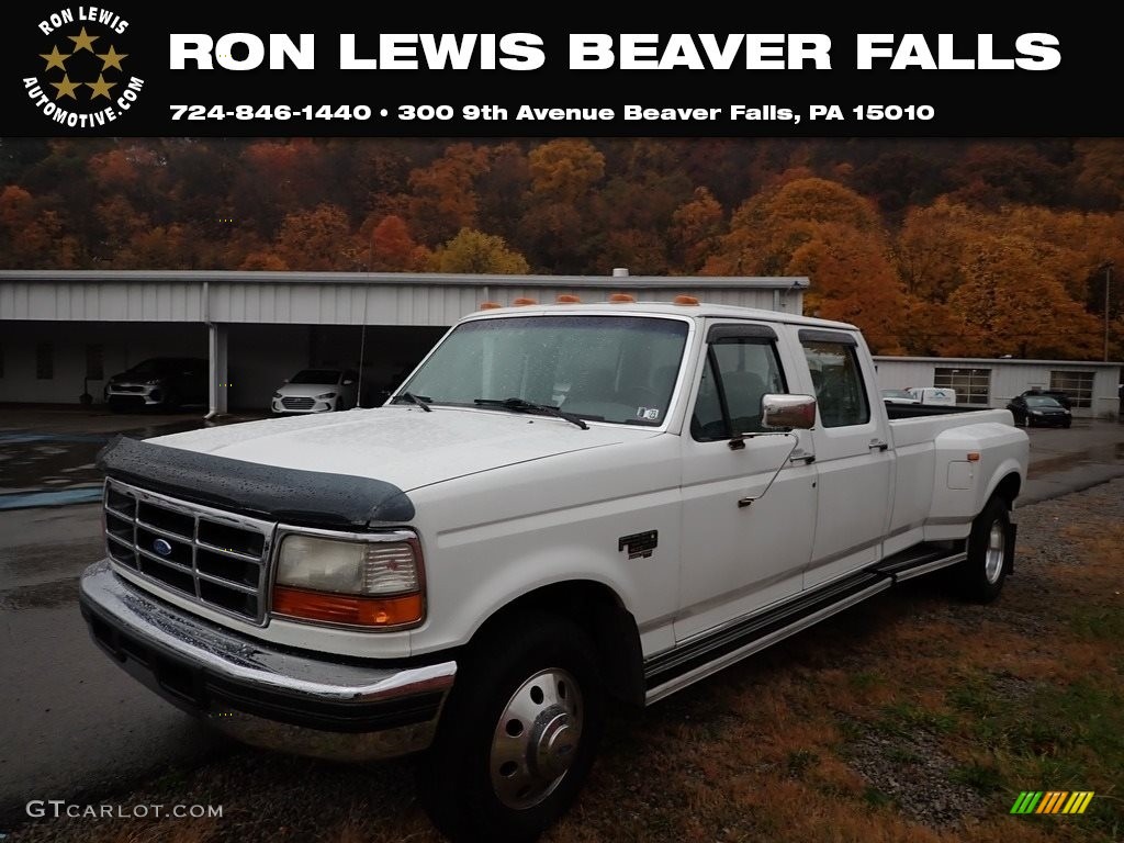 1995 F350 XLT Crew Cab 4x4 Dually - Oxford White / Grey photo #1