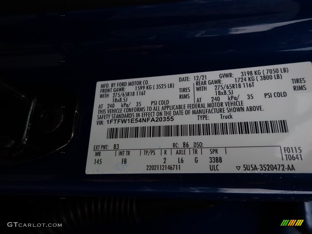 2022 F150 Sherrod XLT SuperCrew 4x4 - Atlas Blue Metallic / Black photo #20
