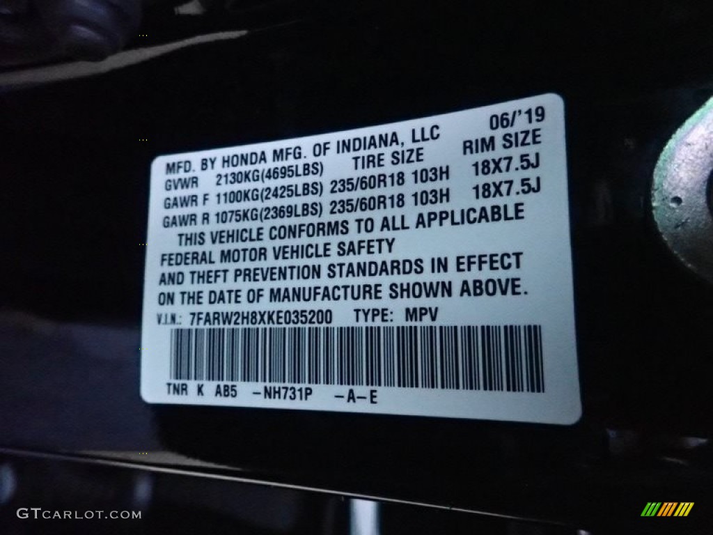 2019 CR-V EX-L AWD - Crystal Black Pearl / Black photo #27