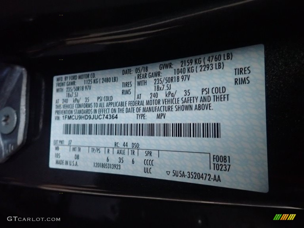 2018 Escape SEL 4WD - Magnetic / Charcoal Black photo #26