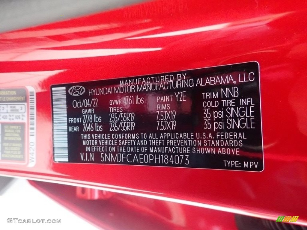 2023 Tucson Color Code Y2E for Calypso Red Pearl Photo #145090425
