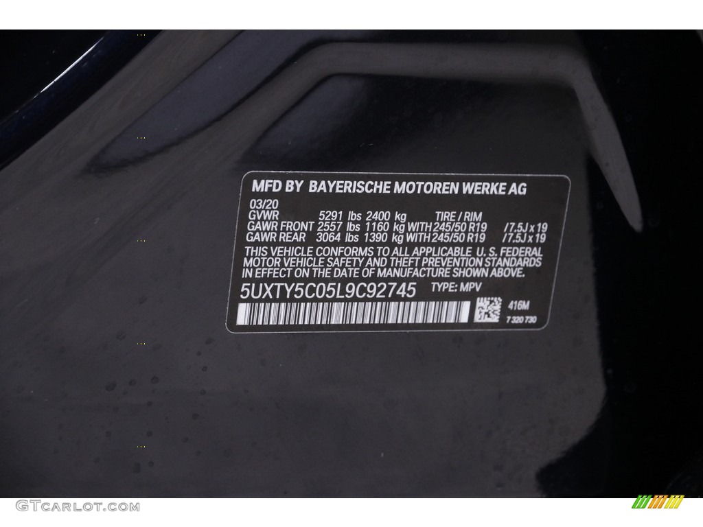 2020 X3 xDrive30i - Carbon Black Metallic / Black photo #25