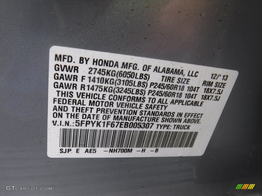 2014 Honda Ridgeline Special Edition Color Code Photos