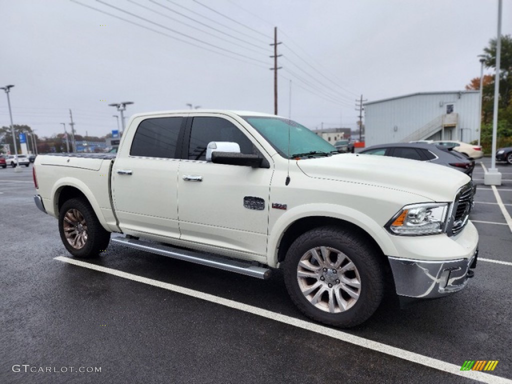 2018 1500 Laramie Longhorn Crew Cab 4x4 - Pearl White / Canyon Brown/Light Frost Beige photo #5