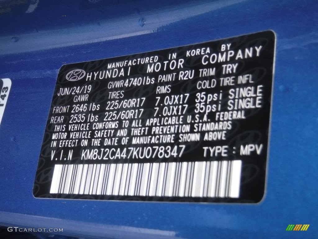 2019 Tucson SE AWD - Aqua Blue / Black photo #28