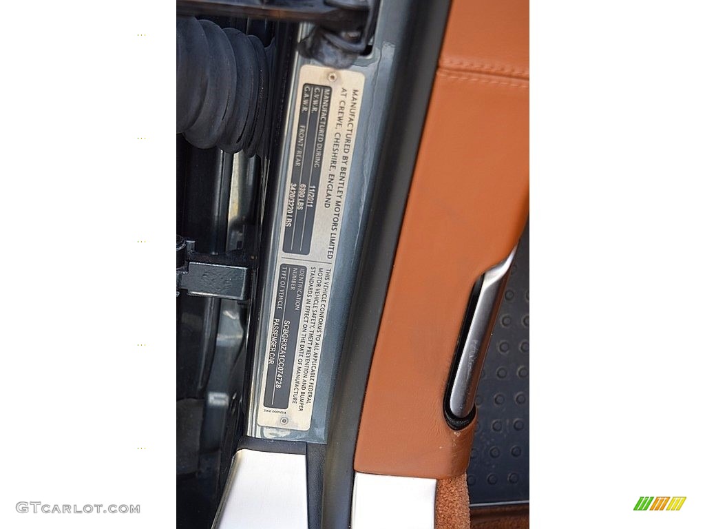 2012 Bentley Continental GTC Standard Continental GTC Model Info Tag Photos