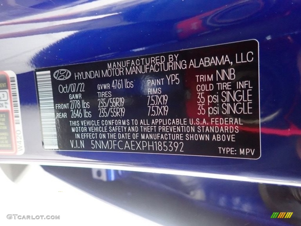 2023 Tucson Color Code YP5 for Intense Blue Photo #145122678