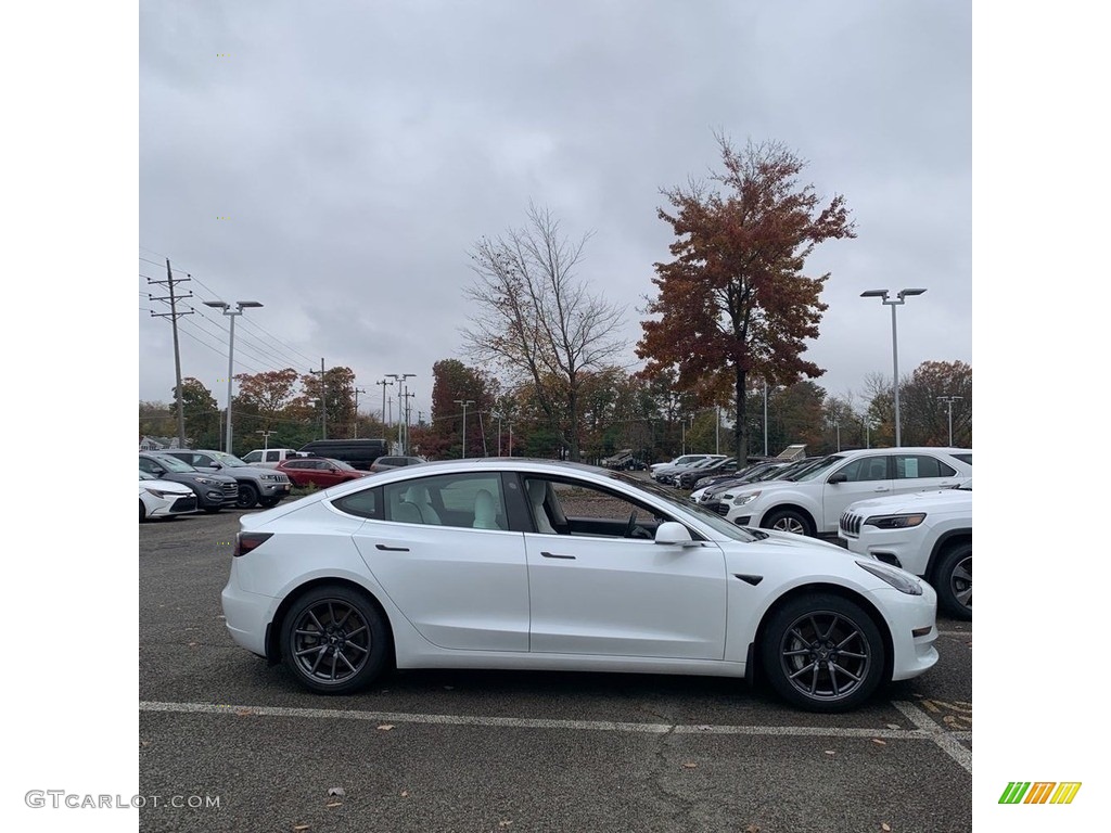 2020 Model 3 Standard Range Plus - Pearl White Multi-Coat / White/Black photo #6