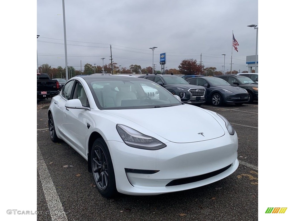 2020 Model 3 Standard Range Plus - Pearl White Multi-Coat / White/Black photo #7