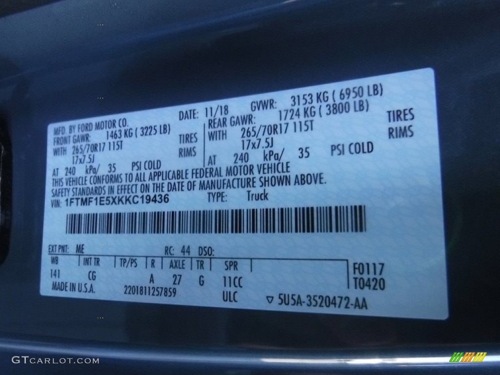2019 F150 Color Code ME for Abyss Gray Photo #145129794