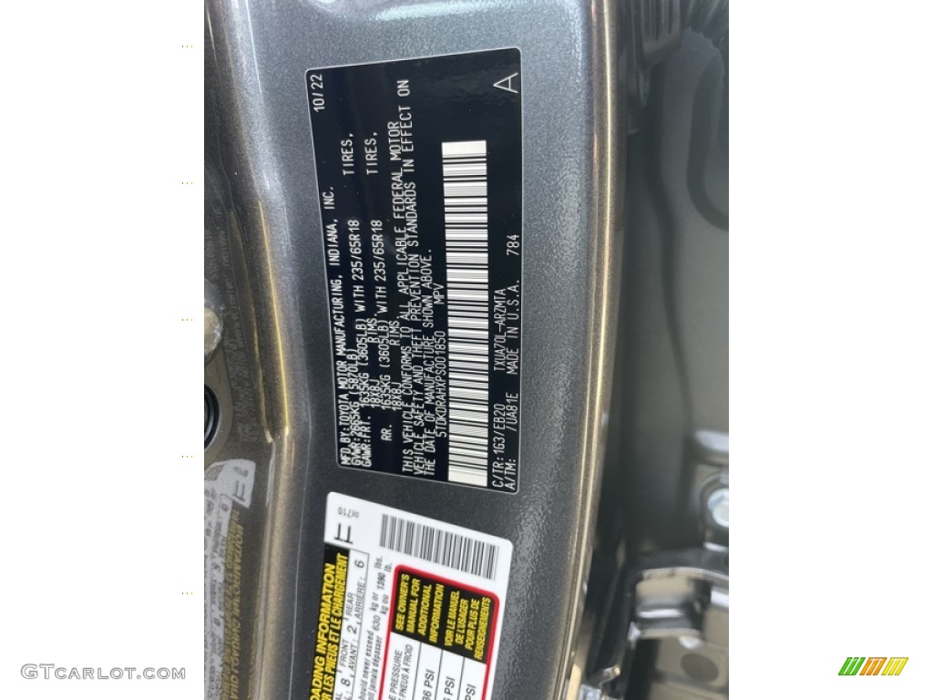 2023 Highlander Color Code 1G3 for Magnetic Gray Metallic Photo #145134248