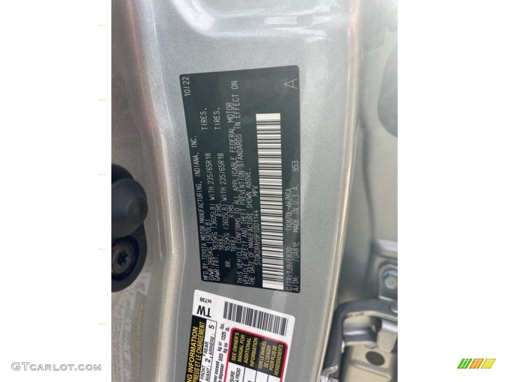 2023 Highlander Color Code 1J9 for Celestial Silver Metallic Photo #145134716