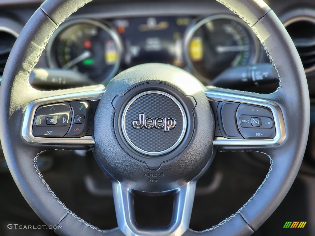 2023 Jeep Wrangler Unlimited Sahara 4XE Hybrid Black Steering Wheel Photo #145138230