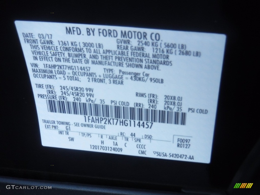2017 Taurus Color Code G1 for Shadow Black Photo #145142352
