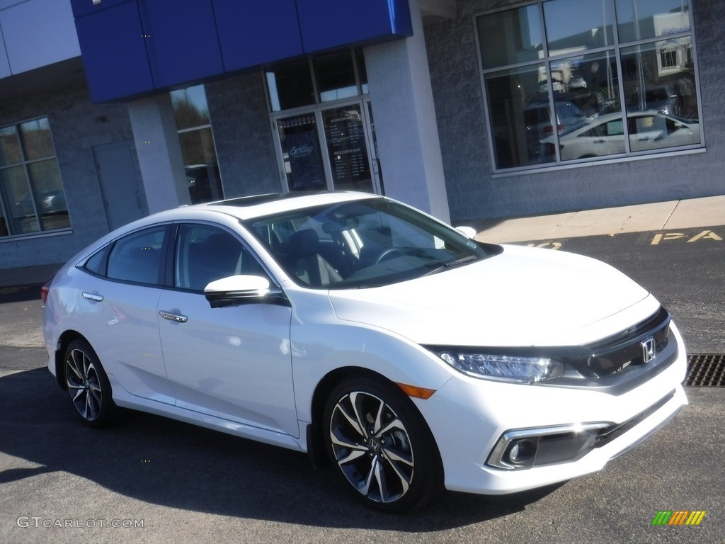 2020 Civic Touring Sedan - Platinum White Pearl / Black photo #1