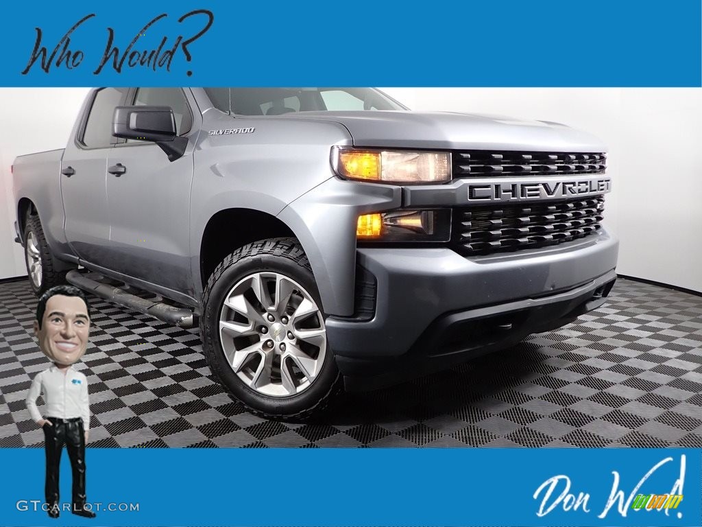 2020 Silverado 1500 Custom Crew Cab 4x4 - Satin Steel Metallic / Jet Black photo #1