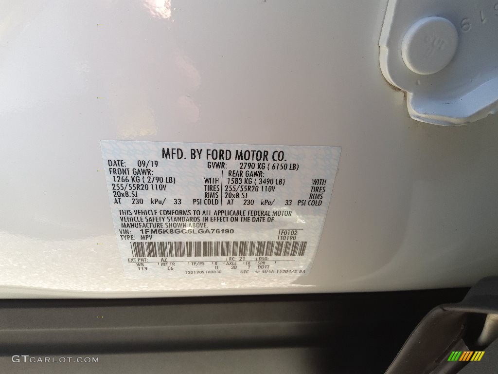 2020 Explorer ST 4WD - Star White Metallic Tri-Coat / Ebony photo #32