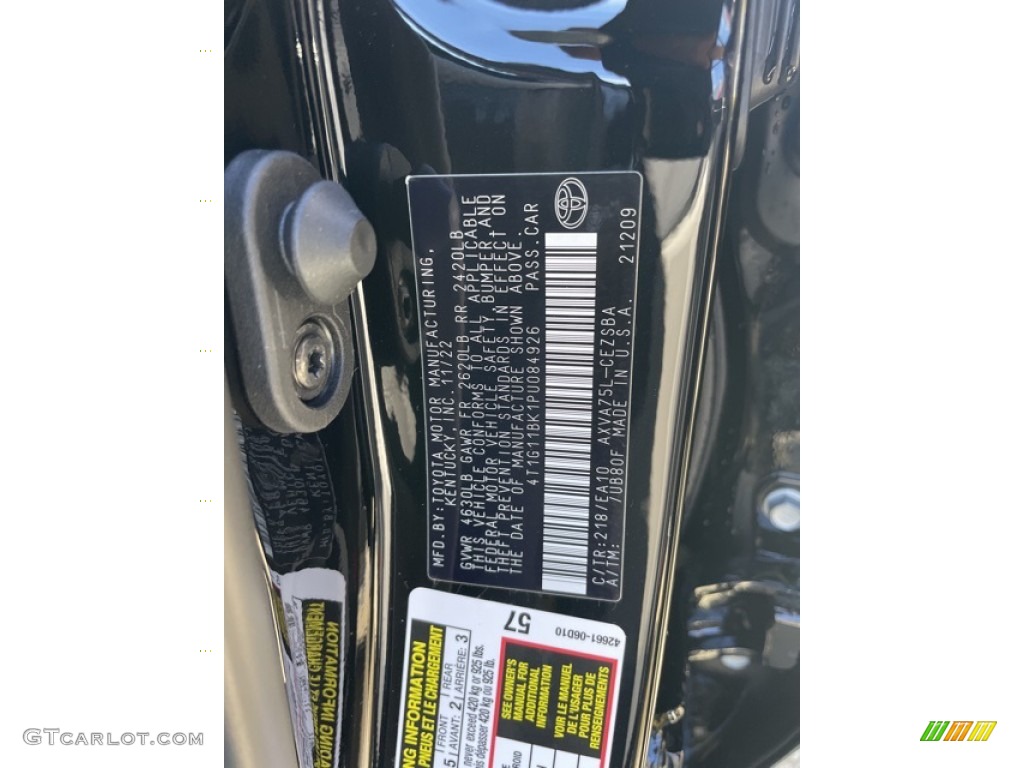 2023 Toyota Camry SE AWD Color Code Photos