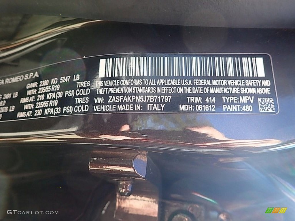 2018 Stelvio Color Code 480 for Basalto Brown Metallic Photo #145158955