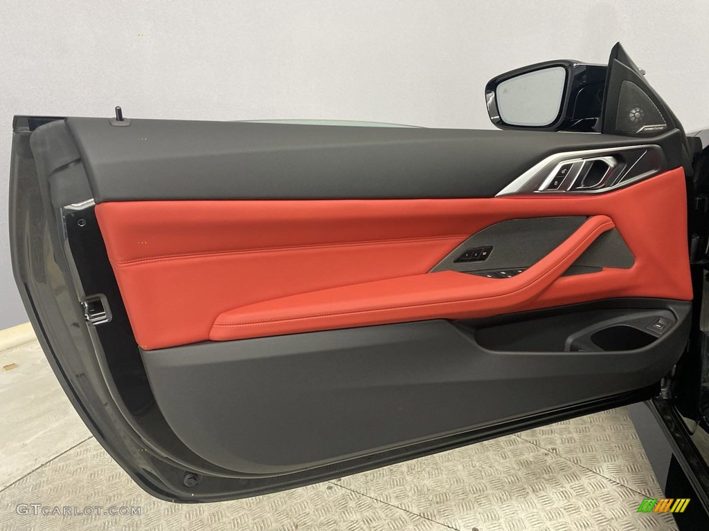 2023 BMW M4 Competition xDrive Convertible Fiona Red/Black Door Panel Photo #145159630